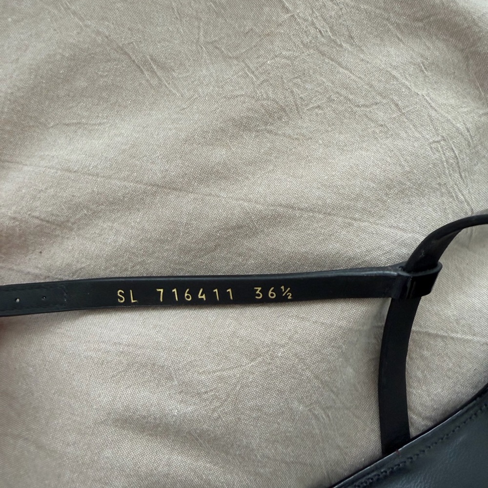 Saint Laurent Black Sandals with Rhinestone Logo - Picture 2 of 5